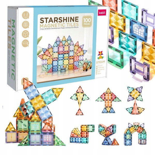 Klocki magnetyczne dla dzieci duże edukacyjne zestaw konstrukcyjny 100 el