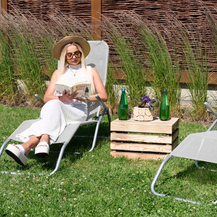 2x LEŻAK OGRODOWY krzesło na plażę FOTEL TURYSTYCZNY składany grawitacyjny