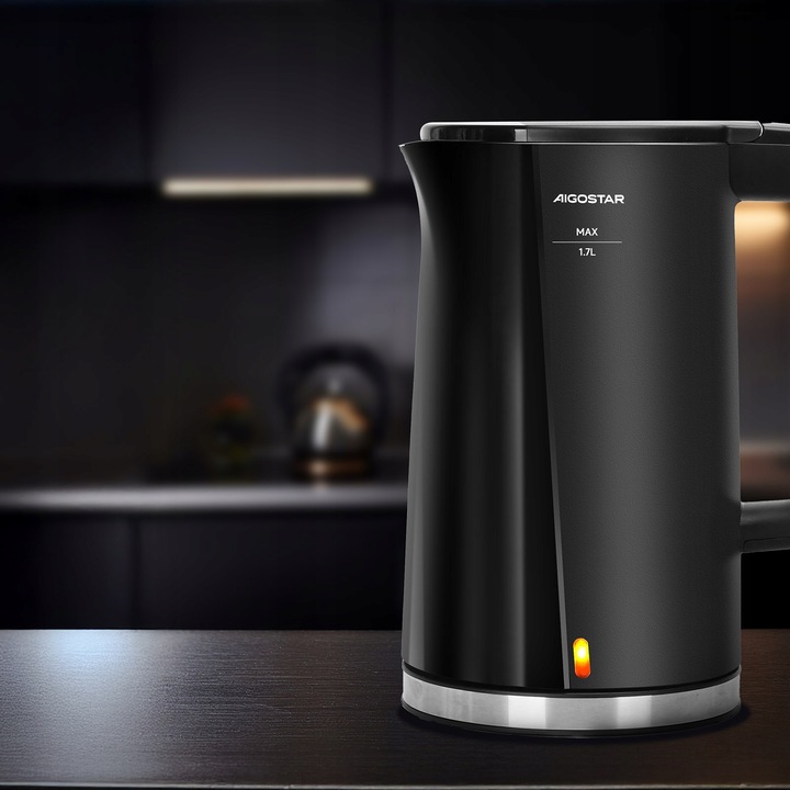 Czajnik Elektryczny Aigostar 1.7L 2200W Podwójne ścianki Czarny