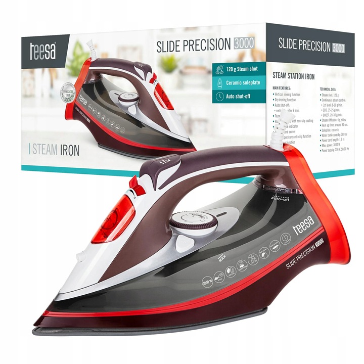 Żelazko ceramiczne Teesa SLIDE PRECISION 3000 Strażak Anti-calc Anti-drip