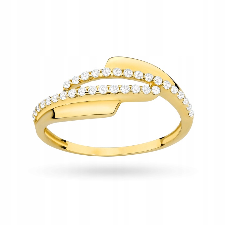 ZŁOTY PIERŚCIONEK pr. 585 Przewlekany Zawijany z Cyrkoniami 14k r.14