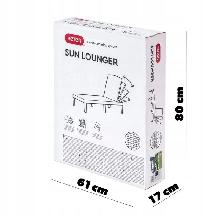 LEŻAK OGRODOWY REGULOWANY SKŁADANY KETER JAIPUR GRAFIT