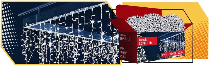 SOPLE LAMPKI CHOINKOWE 501 LED 22.5M ZEWNĘTRZNE ŚWIATEŁKA ŚWIĄTECZNE