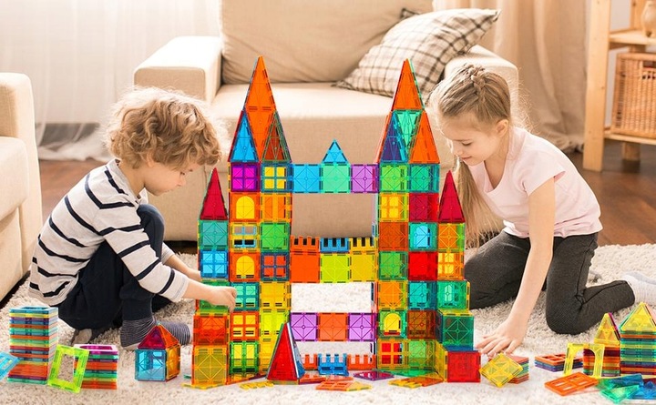 100 X KLOCKI MAGNETYCZNE DUŻE 3D MAGNETIC TILES KONSTRUKCYJNE ZESTAW DZIECI
