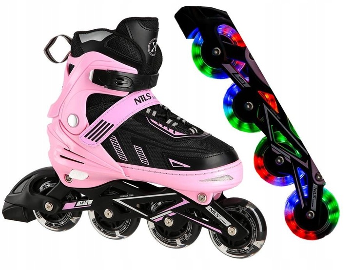 Rolki Regulowane Łyżworolki Rekreacyjne Kółka LED Kauczukowe Dziecięce