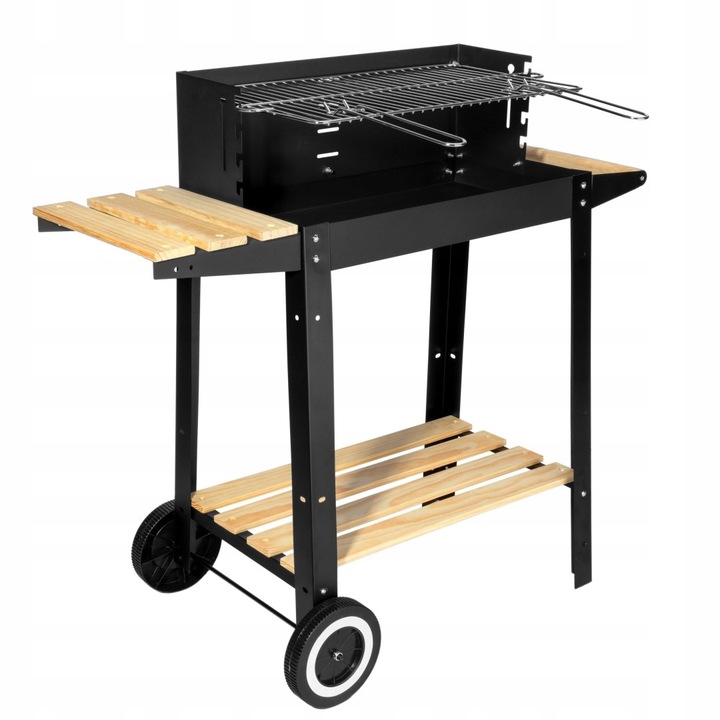 NA MAJÓWKĘ Grill Ogrodowy Węglowy Duży Na Kołach Mobilny Drewniane Półki
