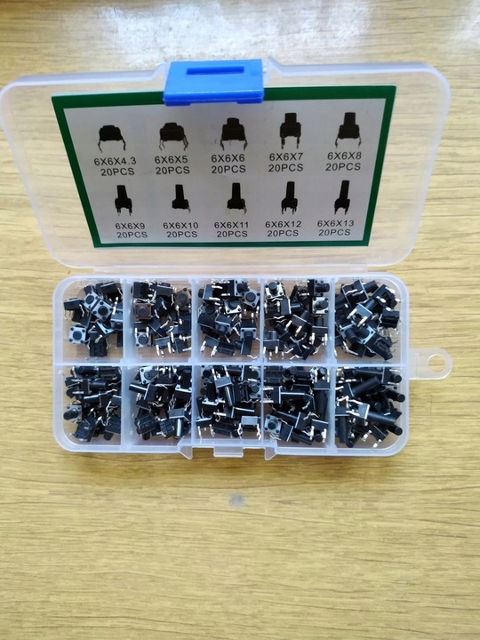 Zestaw przycisków tact switch mikroswitch 200 szt