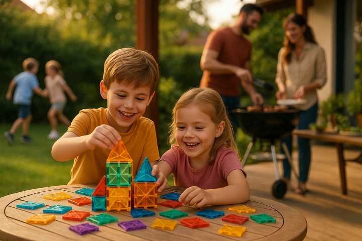 KLOCKI MAGNETYCZNE 40el KREATYWNE KONSTRUKCYJNE EDUKACYJNE 3D ZABAWA 148A