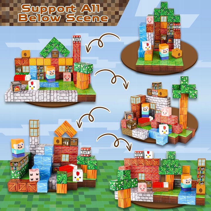 KLOCKI MAGNETYCZNE ZESTAW KONSTRUKCYJNE DLA DZIECI 100SZT MINECRAFT ROZWÓJ