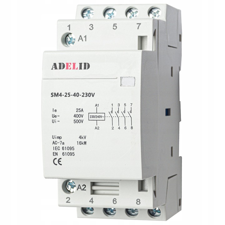STYCZNIK MODUŁOWY 25-40 230V 25A 2P 4Z 3-FAZ