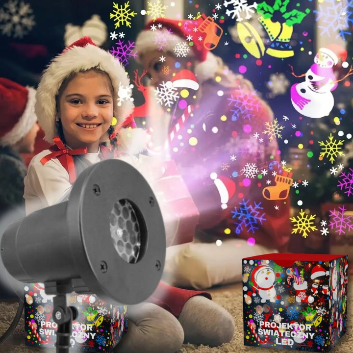 PROJEKTOR ŚWIĄTECZNY LED NA ZEWNĄTRZ BAŁWANEK LED PROJEKTOR KOLOROWY