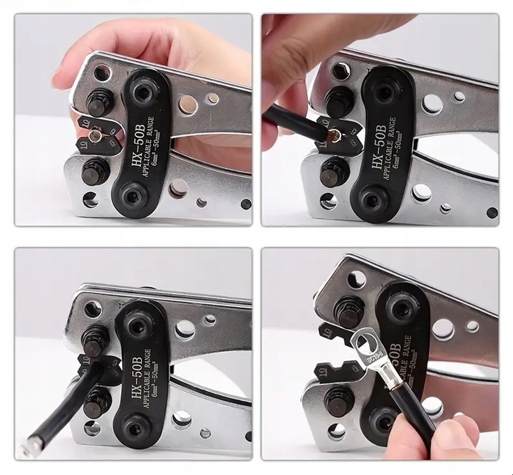 ZACISKARKA HEX PRASKA KOŃCÓWEK KABLI TULEJEK PRZEWODÓW 6-50 MM2