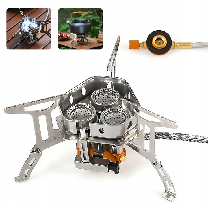 Doskonała MINI kuchenka turystyczna gazowa na kartusze z adapterem 5800W