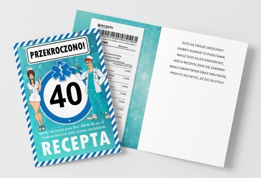 KARTKA NA URODZINY 30 40 50 60 Z RECEPTĄ 18 -99lat