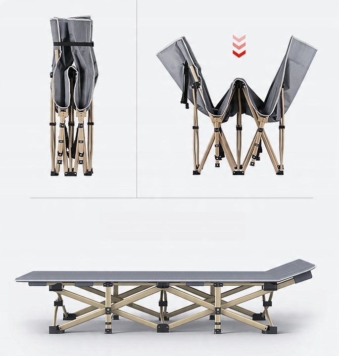SKŁADANE ŁÓZKO TURYSTYCZNE Z GRUBYM MATERACEM 190X71x36 CM SZARY
