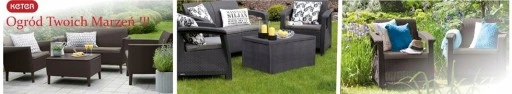 KOMPLET MEBLI WYPOCZYNKOWY RATTAN CORFU MAX GRAFIT 5 OS ALIBERT OGRÓD