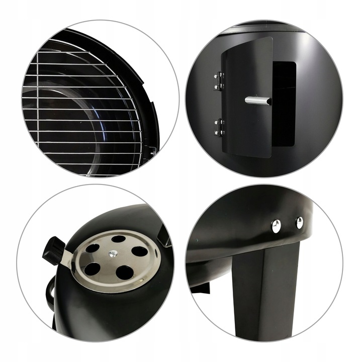 DOMOWA WĘDZARNIA GRILL WĘGLOWY Z TERMOMETREM 3 RUSZTY BBQ 1004