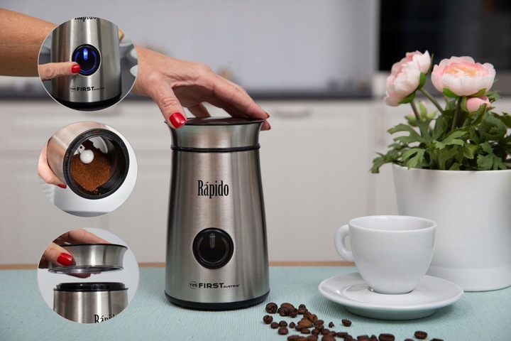 Młynek do mielenia kawy ZE STALI NIERDZEWNEJ LED first austria