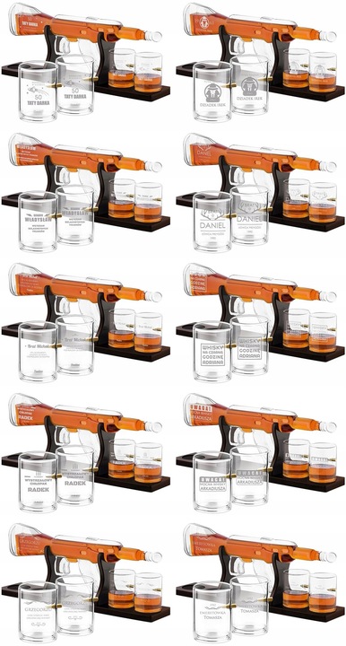 Zestaw do Whisky Karafka Karabin 4 Szklanki Grawer na Urodziny dla Faceta