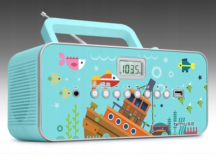 RADIOODTWARZACZ + MIKROFON DLA DZIECI CHŁOPCA RADIO USB CD MUSE M-29 KB