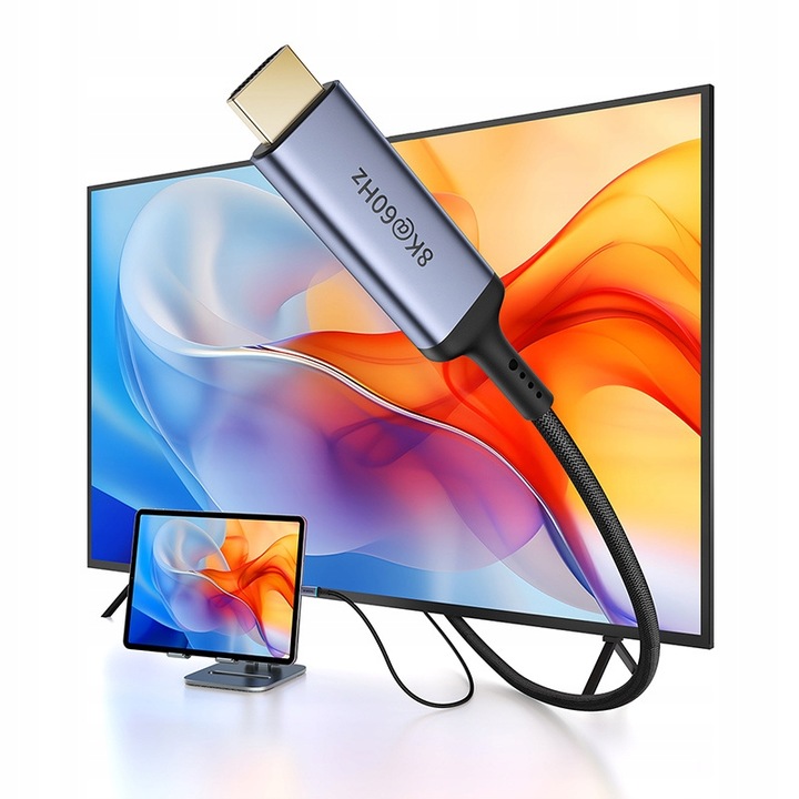 BASEUS KABEL USB C/HDMI 8K 60Hz UHD THUNDERBOLT ADAPTER MOCNY PRZEWÓD 1,5m