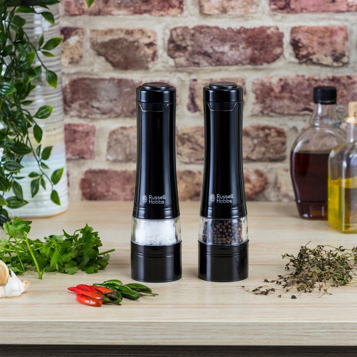 MŁYNEK DO SOLI I PIEPRZU RUSSELL HOBBS ZESTAW 2 SZT. CZARNE REGULACJA