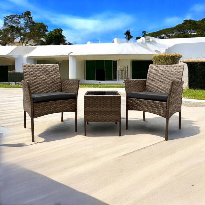 ZESTAW MEBLI OGRODOWYCH NM04 MTG MEBLE OGRODOWE TECHNORATTAN BRĄZ JASNY