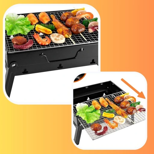 SKŁADANY PRZENOŚNY GRILL TURYSTYCZNY + LATARKA