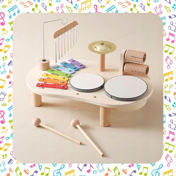 TABLICA MANIPULACYJNA SENSORYCZNA MUZYCZNA PERKUSJA CYMBAŁKI EDUKACYJNA XXL