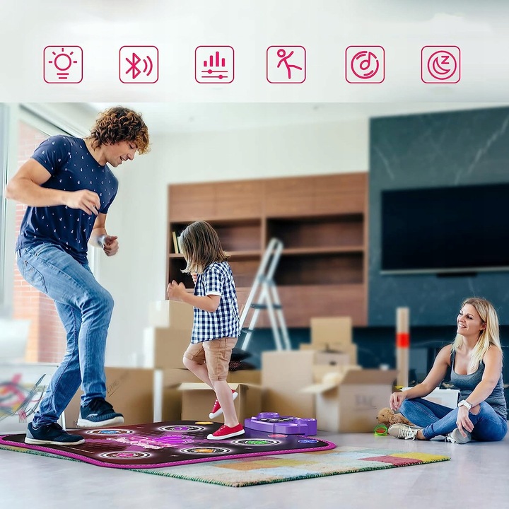MATA DO TAŃCA DLA DZIECI MUZYKA BLUETOOTH 6 STRZAŁEK ŚWIETLNYCH LED