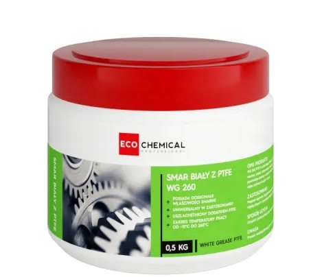 SMAR BIAŁY DO ZAWIASÓW UNIWERSALNY LITOWY Z TEFLONEM PTFE 0,5kg ECOCHEMICAL