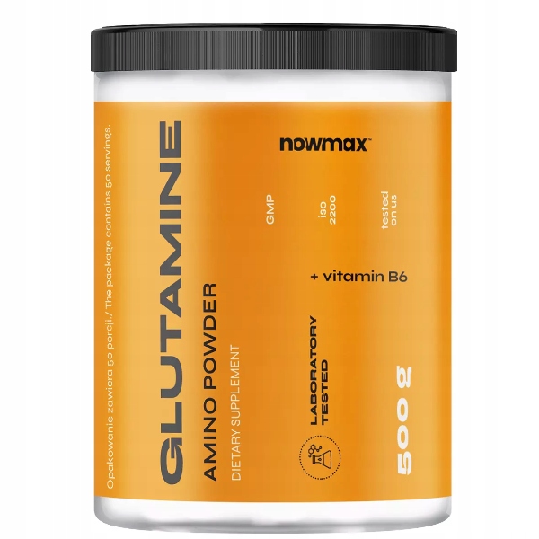 nowmax L-GLUTAMINE L GLUTAMINA 500g PROSZEK REGENERACJA BUDOWA MIĘŚNI
