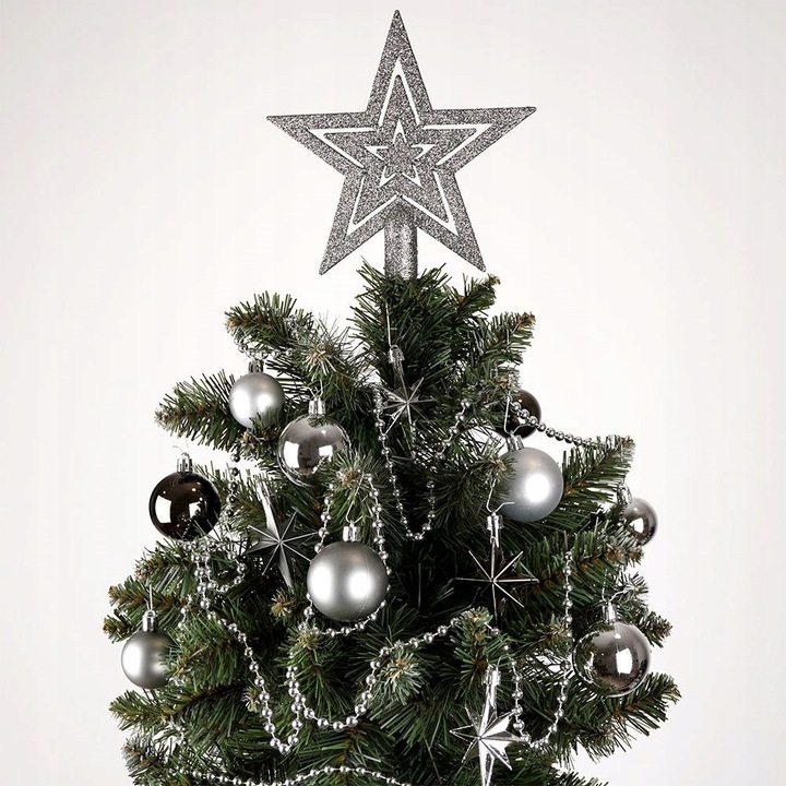 45x Bombki CHOINKOWE świąteczne nietłukące SREBRNE zestaw bombek na choinkę