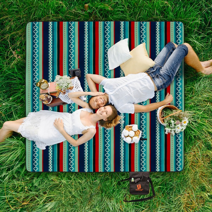KOC PIKNIKOWY MAXI PLAŻOWY MATA IZOLACJA DUŻA Z UCHWYTEM XXL 2x2m Challenge