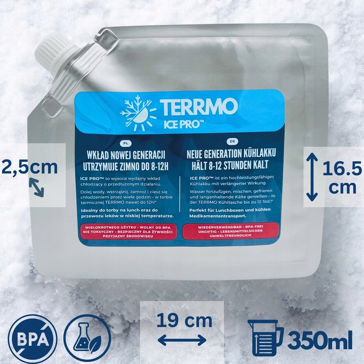 TERRMO Ice Pro - Wydajny Wkład Chłodzący Żelowy Do Torby Termicznej 1x350ml