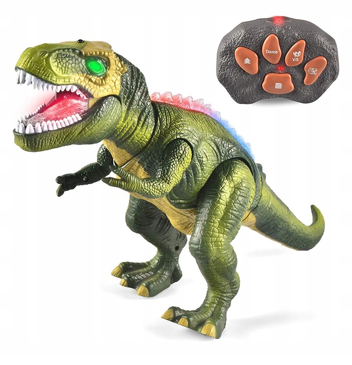 DINOZAUR T-REX INTERAKTYWNY ZDALNIE STEROWANY RC CHODZI RYCZY ŚWIECI PILOT
