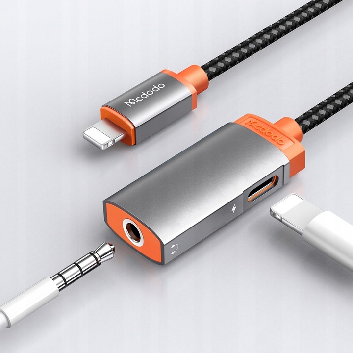 MCDODO PRZEJŚCIÓWKA ADAPTER LIGHTNING MINI JACK 3,5MM KABEL DO IPHONE 13 14