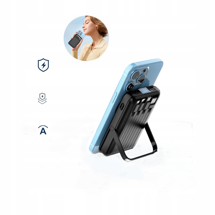 SZYBKI BEZPRZEWODOWY POWER BANK z MagSafe INDUKCYJNY PODSTAWKA 10000mAh