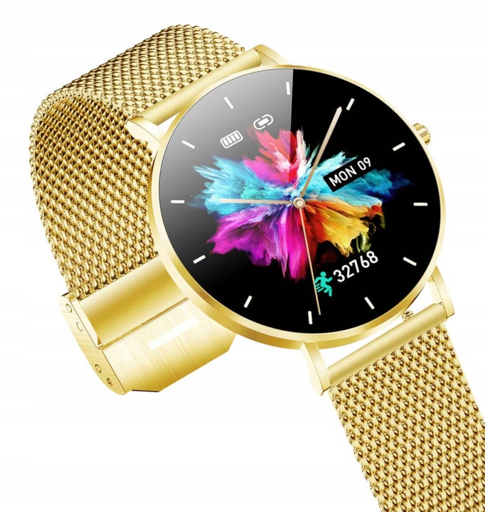 Smartwatch Zegarek Damski Złoty Manta Alexa LUX GOLD 2 Paski menu PL