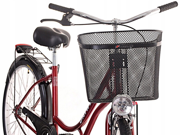 Rower Damski Damka Męski Miejski Retro Uniwersal 26 Kosz Bordowy