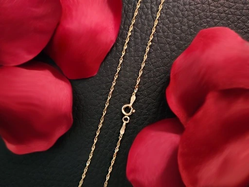 Łańcuszek ze złota 585 elegancki splot singapur 55cm na prezent 14kt modny