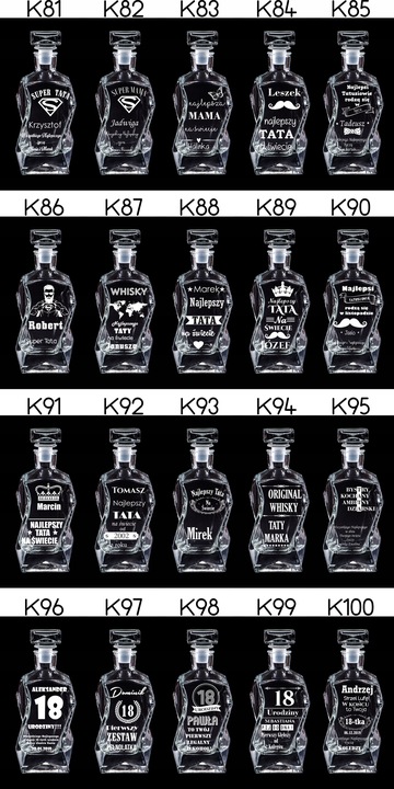 SKRZYNKA KARAFKA SZKLANKI DO WHISKY Z GRAWEREM!