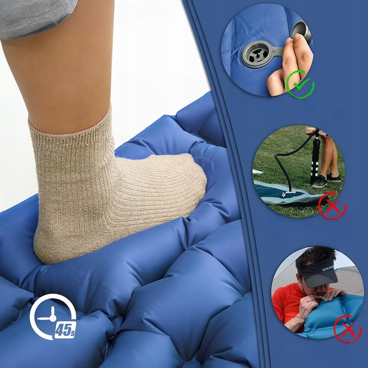 MATA SAMOPOMPUJĄCA MATERAC KARIMATA TURYSTYCZNA Z PODUSZKĄ NAMIOT KEMPINGU