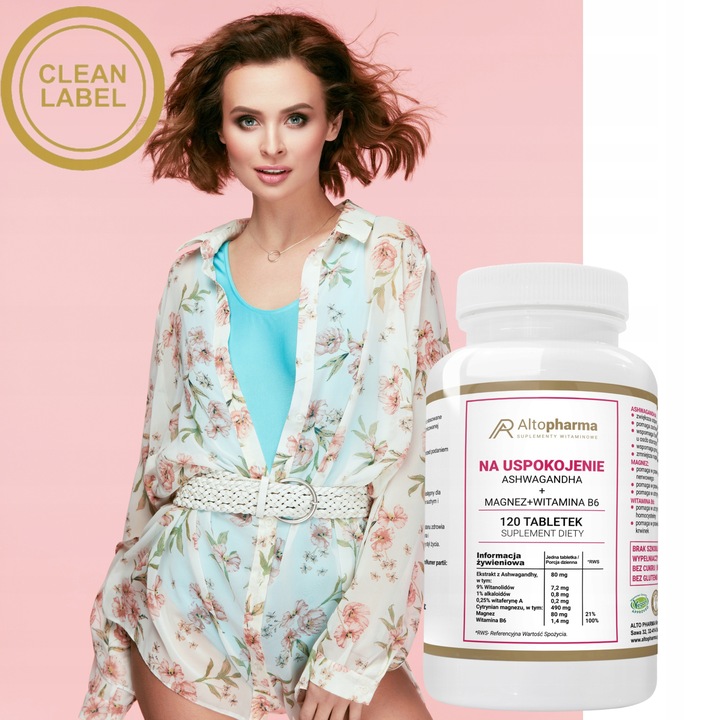 ASHWAGANDA + MAGNEZ + WIT B6 STRES ZMĘCZENIE 120t