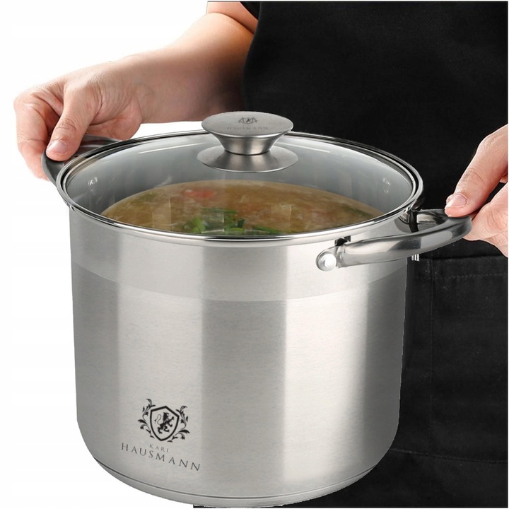 GARNEK DUŻY KUCHENNY GASTRONOMICZNY Z POKRYWĄ 22,5L SOLID STAL NIERDZEWNA