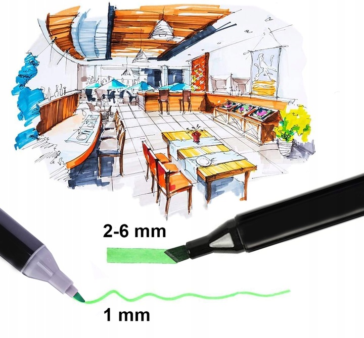 MARKERY ALKOHOLOWE FLAMASTRY MAZAKI PISAKI DWUSTRONNE Torba PREMIUM SET