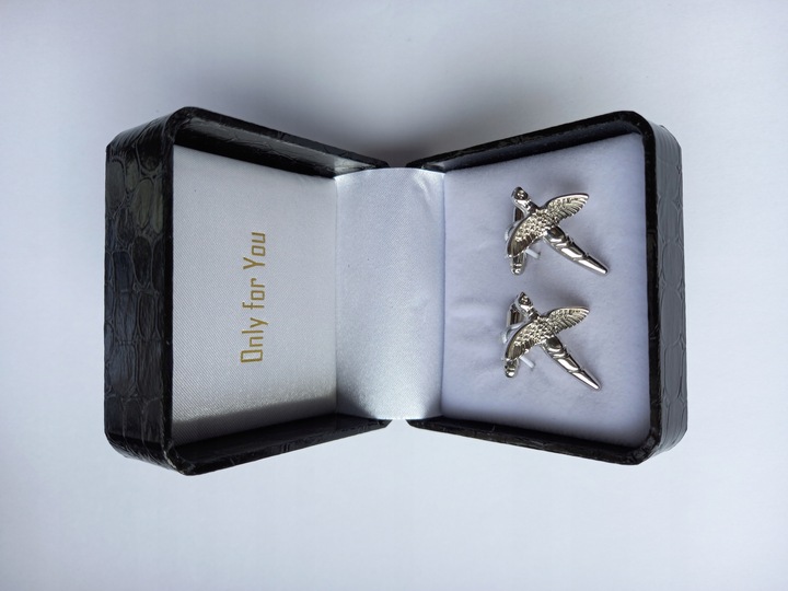 Spinki do mankietów EXC Ptak Bażant Przepiórka dla Myśliwego w Szkatułce