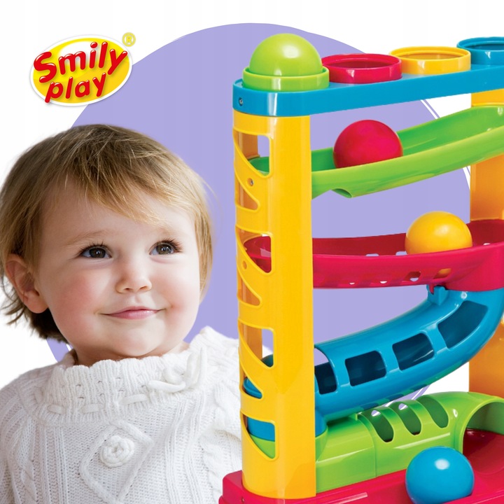 SMILY PLAY Zjeżdżalnia z piłeczkami i młotkiem piłeczki dla dzieci 12m+