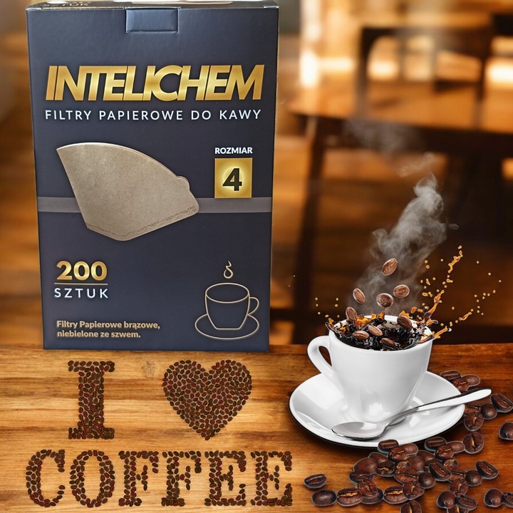 Filtry Do Kawy Papierowe Rozmiar 4 200 Sztuk Brązowe Niebielone