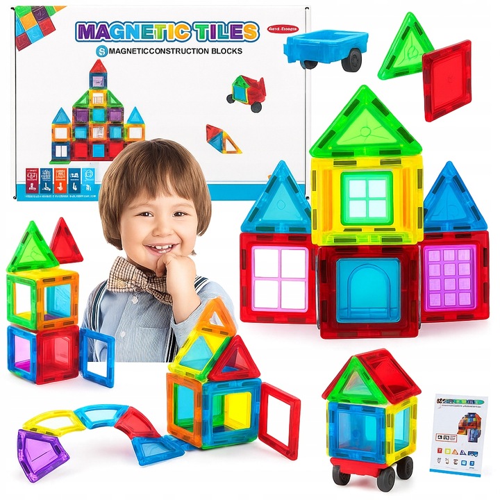 ZESTAW DUŻE KLOCKI MAGNETYCZNE KONSTRUKCYJNE 3D PANELE MAGNETIC TILES 45